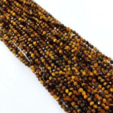 Tiger Eye 2-2.5mm round facet beads strand
